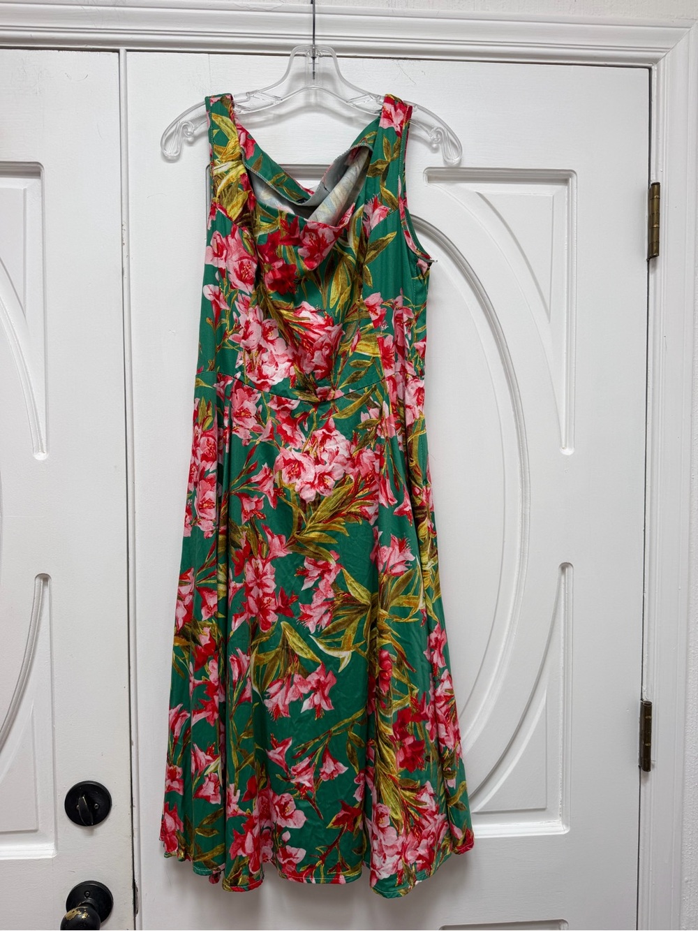 Hearts & Roses Pinup Rockabilly Floral Midi Dress 14